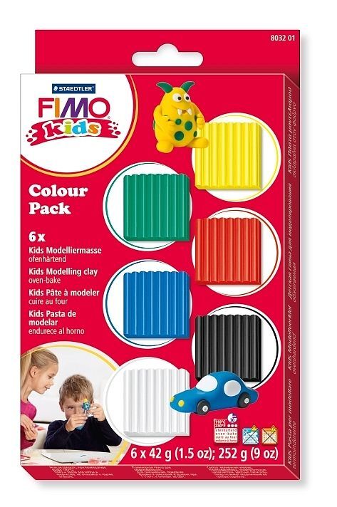 Zestaw fimo kids, 42 g, 6 kolorów (25, 220, 6, 052, 112, 39), staedtler