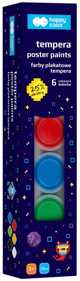 Farby plakatowe Pixi Planet 6 kolorów Happy Color