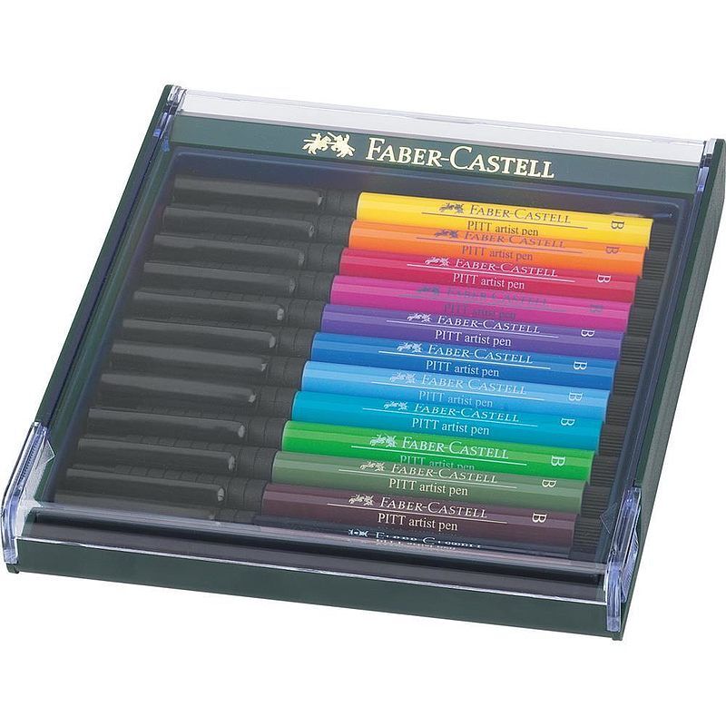 Pisaki faber-castell pitt artist pen brush 12 kolorów kolory podstawowe