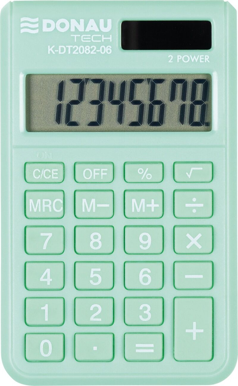 Kalkulator kieszonkowy DONAU TECH wym. 97x60x10 mm jasnozielony