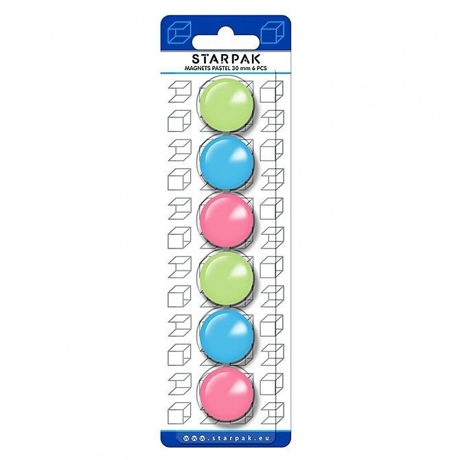 Magnes mix pastel 30mm 6 sztuk