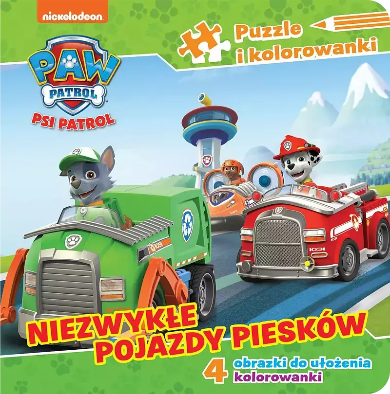 Psi Patrol. Puzzle i kolorowanki. Niezwykłe pojazdy piesków