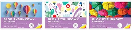 Blok rysunkowy kolorowy A4 20 kartek 10 sztuk mix