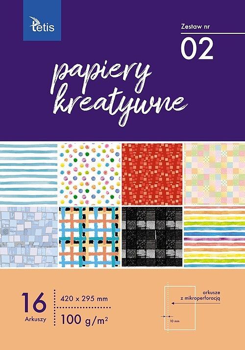 Papiery kreatywne zestaw 2 100g/m2 16 ark