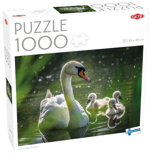 Puzzle 1000 Swan on Lake with Babies