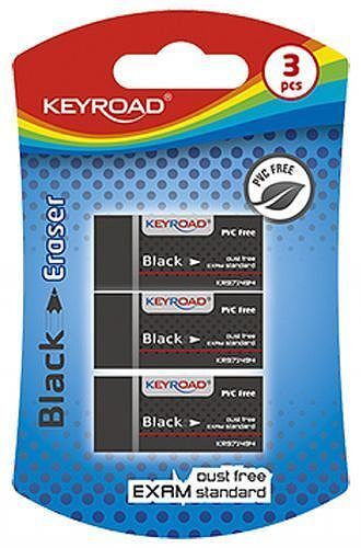 Gumka uniwersalna keyroad black 3 szt blister
