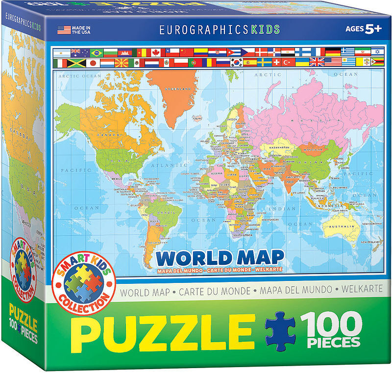Puzzle 100 smartkids world map 6100-1271