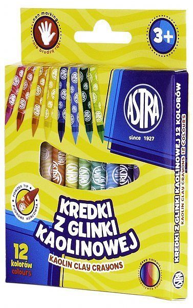 Kredki z glinki kaolinowej astra 12 kolorów