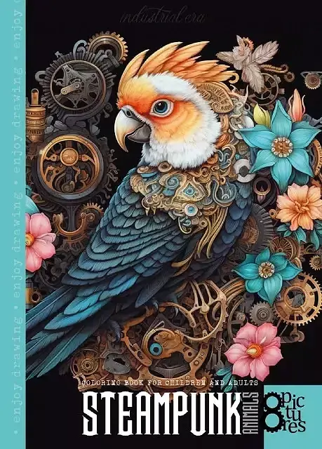 Kolorowanka a4 steampunk papuga