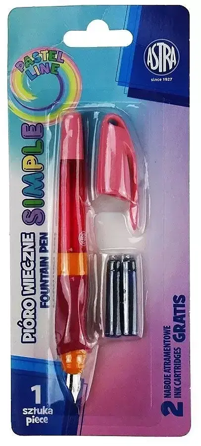 Pióro wieczne z uchwytem do nauki pisania astra pastel line + 2 naboje