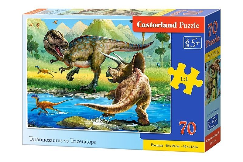 Puzzle 70 dinozaury tyrannosaurus i triceratops