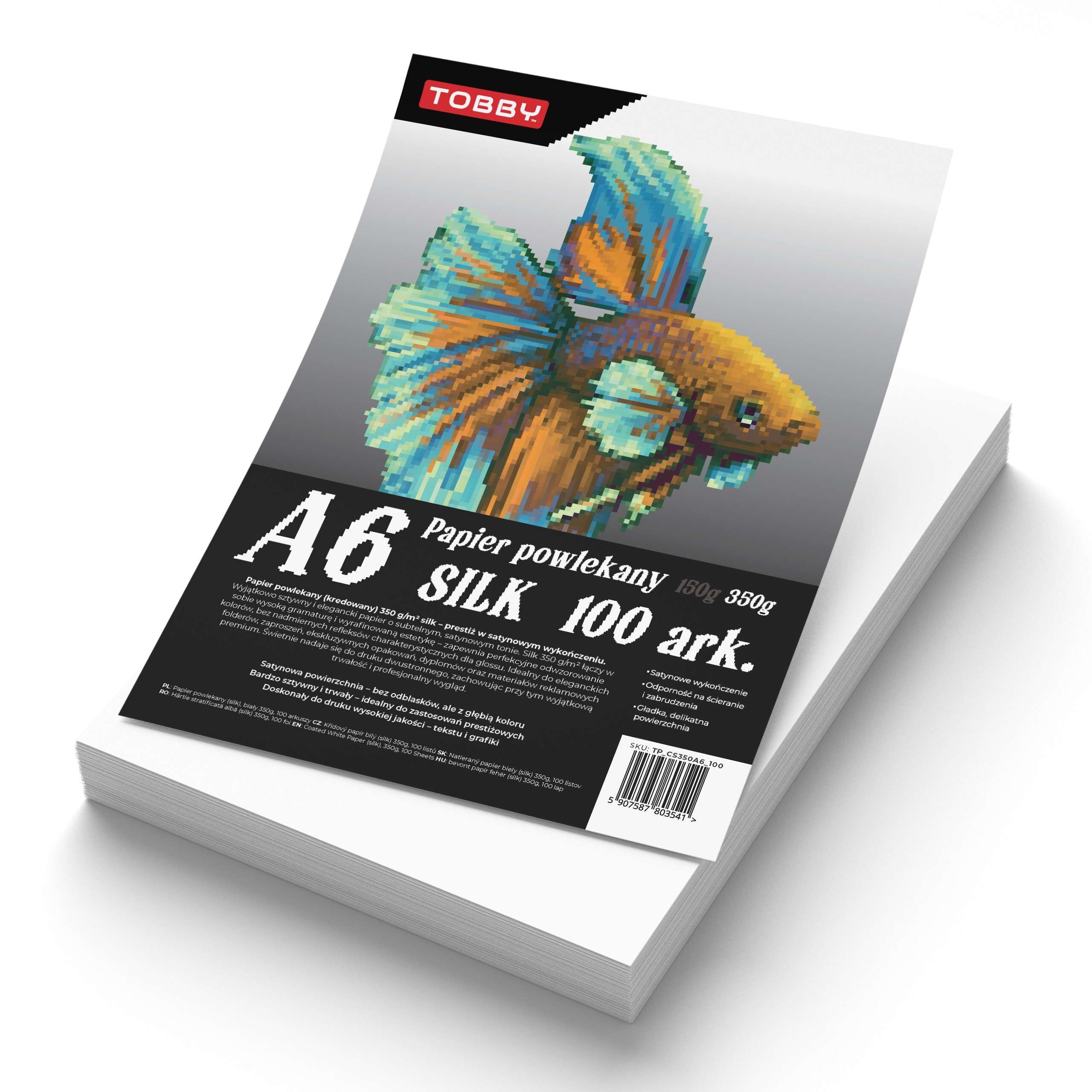 Papier A6 powlekany kredowany 100 ark.350g
