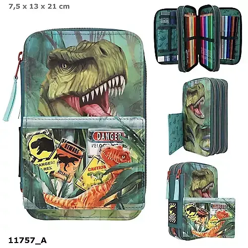 Piórnik 3-komorowy z wyposażeniem dino danger 11757a