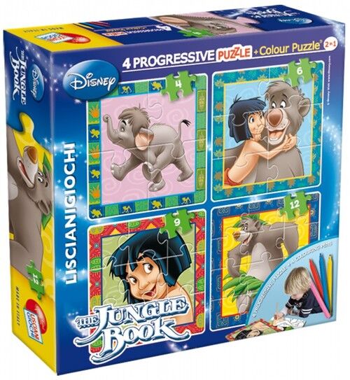 Puzzle Baby 4 Księga dżungli + flamastry