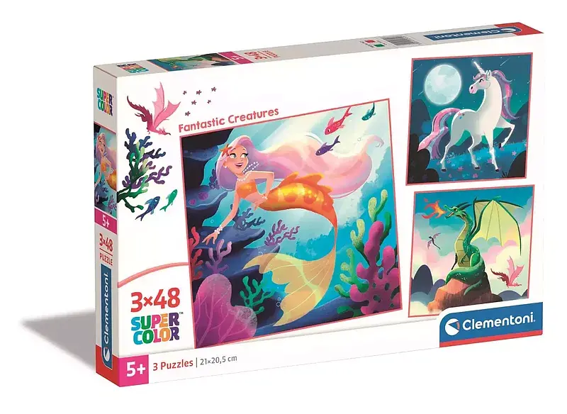 Puzzle 3 x 48 super kolor fantastic creatures 25319