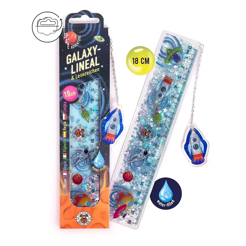 Linijka galaxy z zakładką do książki space adventure 18 cm