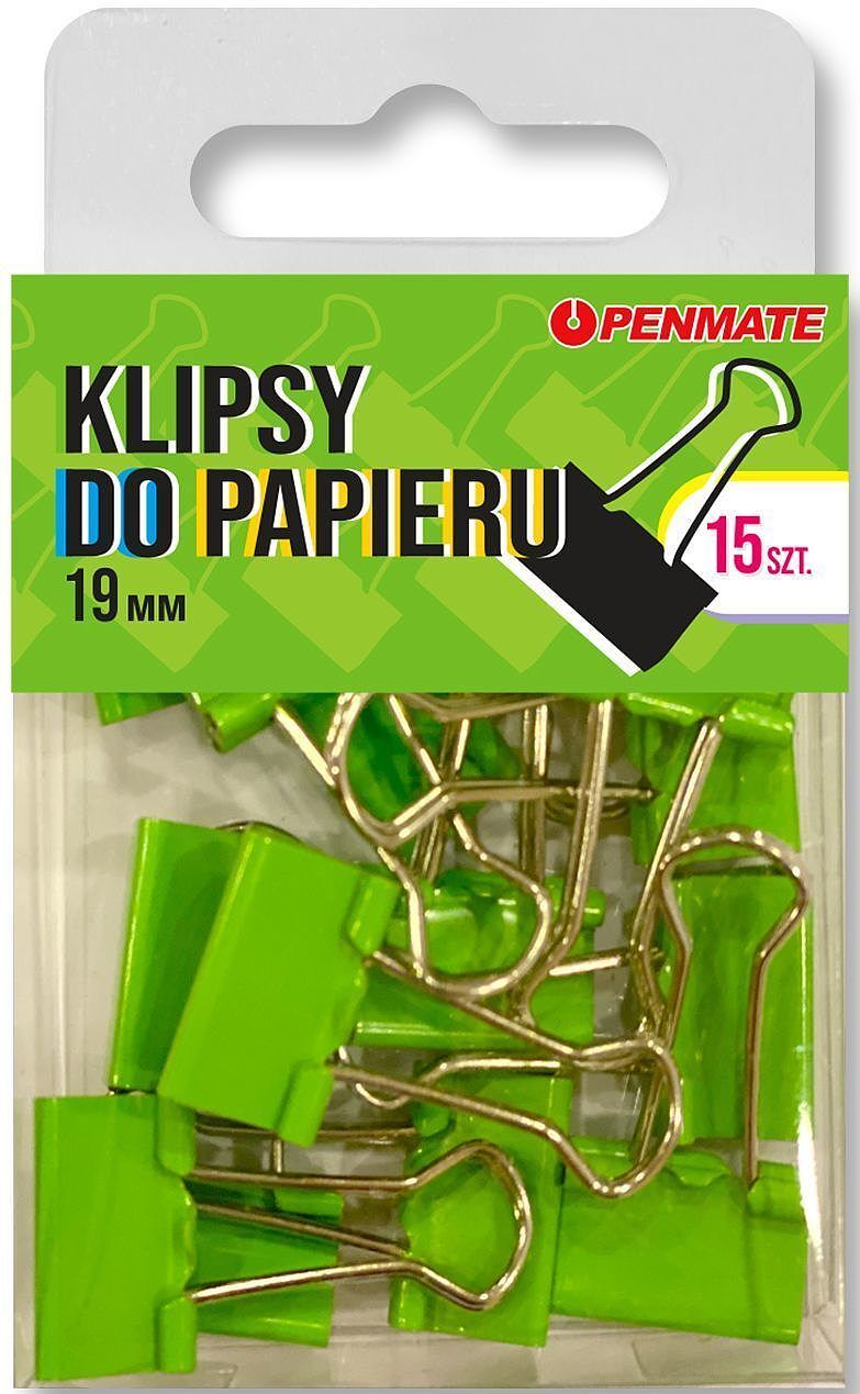 Klipsy do papieru penmate zielone 19 mm tt8324