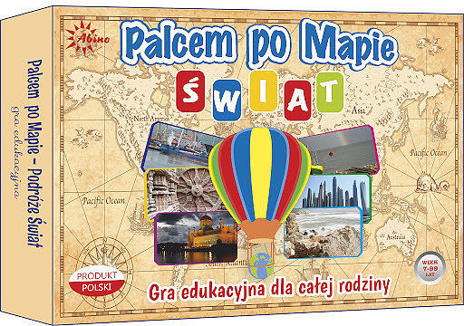 Gra palcem po mapie świat