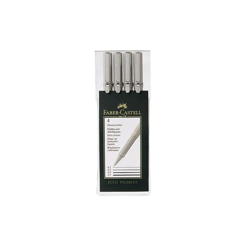 Cienkopisy faber-castell ecco pigment etui 4 sztuki (0,1; 0,3; 0,5; 0,7mm) czarne
