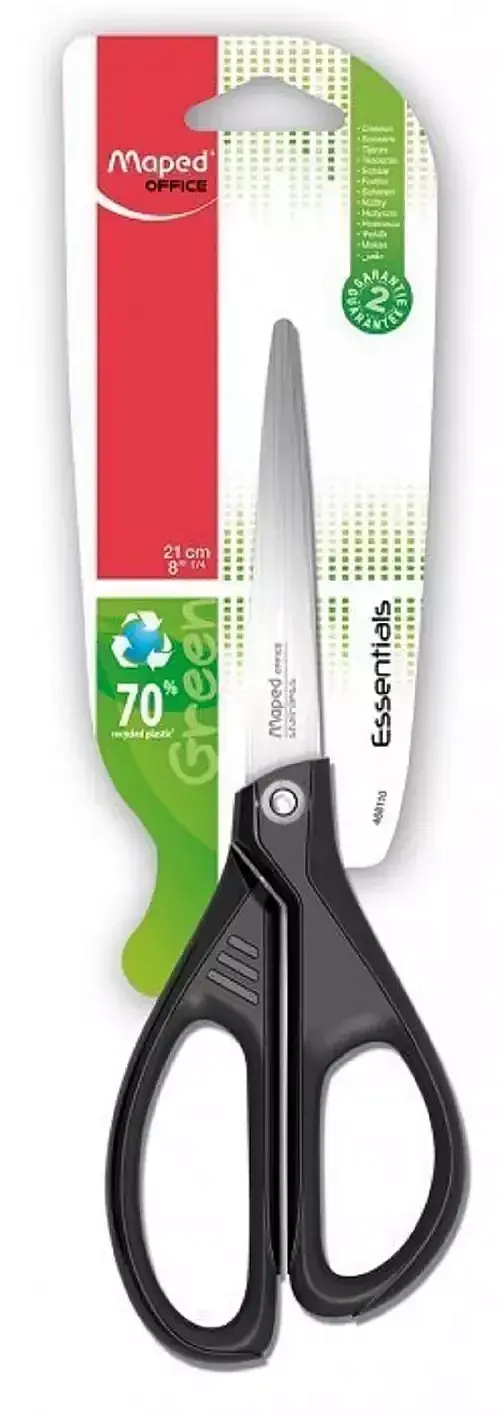 Nożyczki ekologiczne essentials green maped 21 cm blister