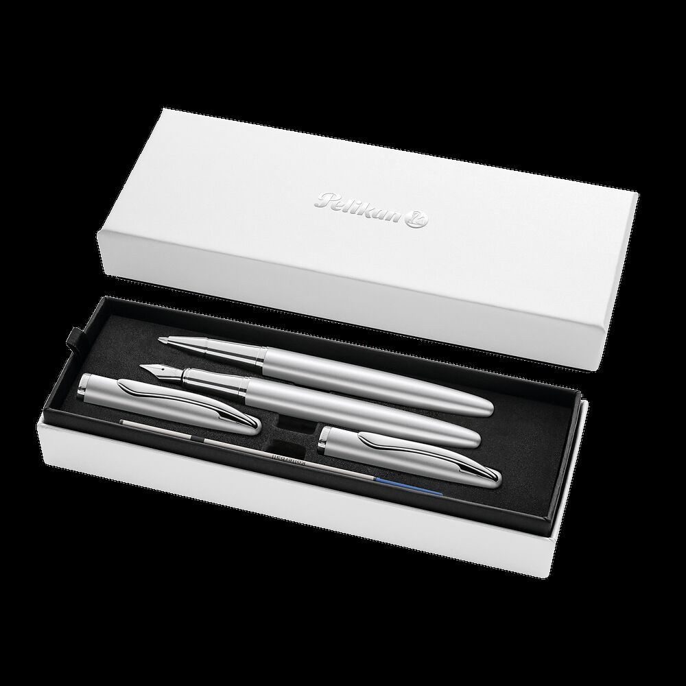 Pióro wieczne Pelikan +pióro kulkowe Jazz Noble Elegance Silver