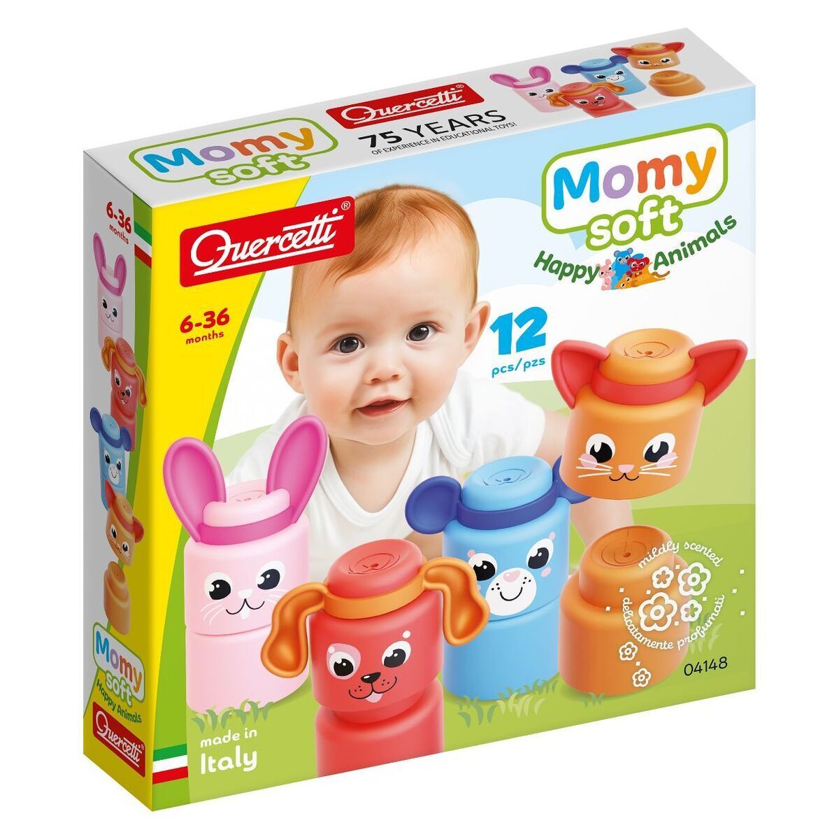QUERCETTI MIĘKKIE KLOCKI MOMY SZCZĘŚLIWE ZWIERZĄTKA 12 EL.