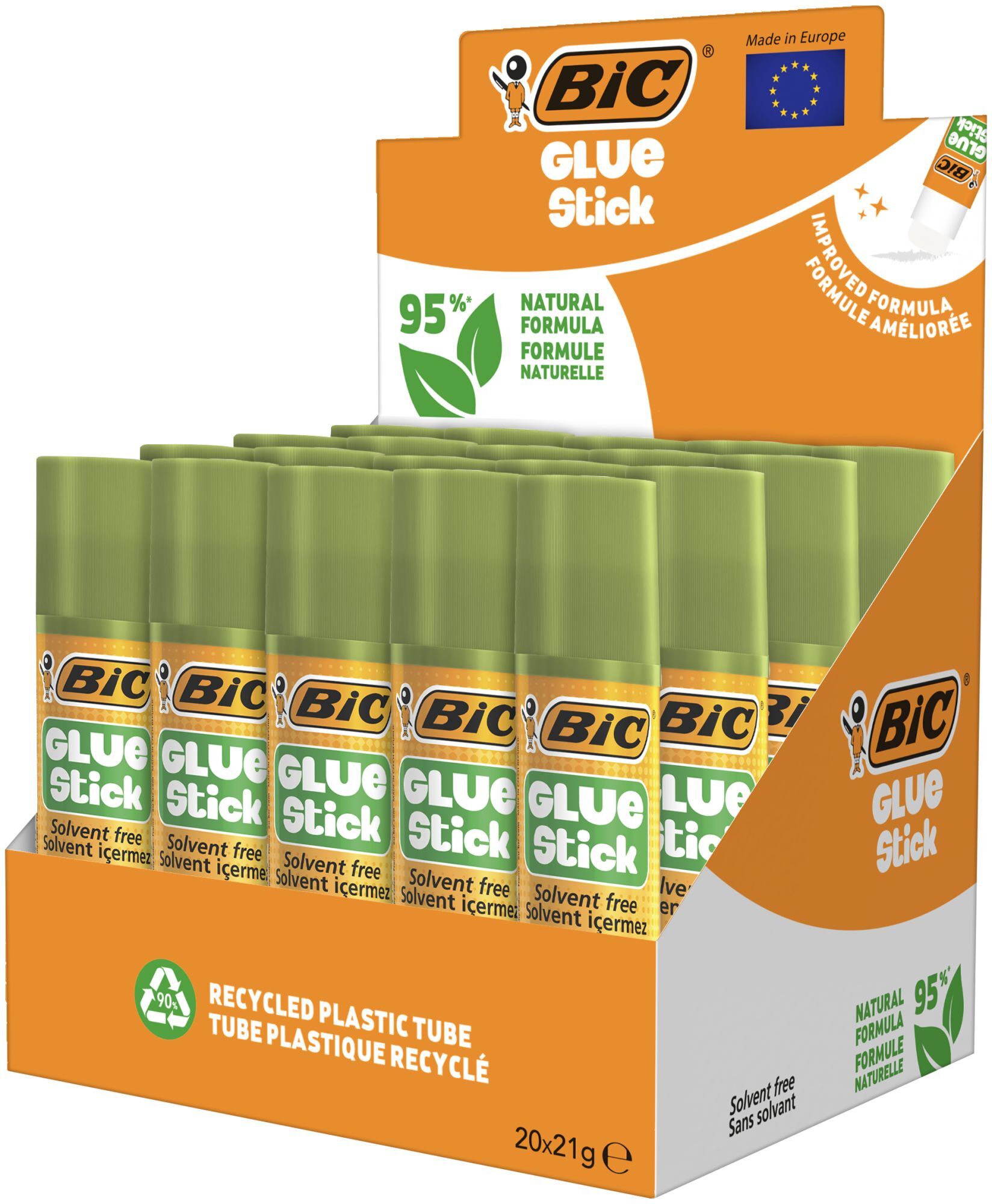 Display Klej BIC Glue Stick 95% ECOlustions 21g 20szt.