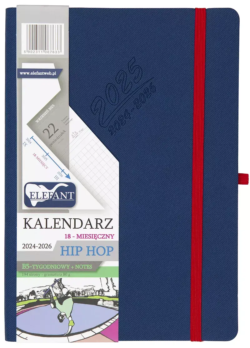 Kalendarz 2024/2025 18 m-cy. Hip hop b5 tygodniowy granatowy