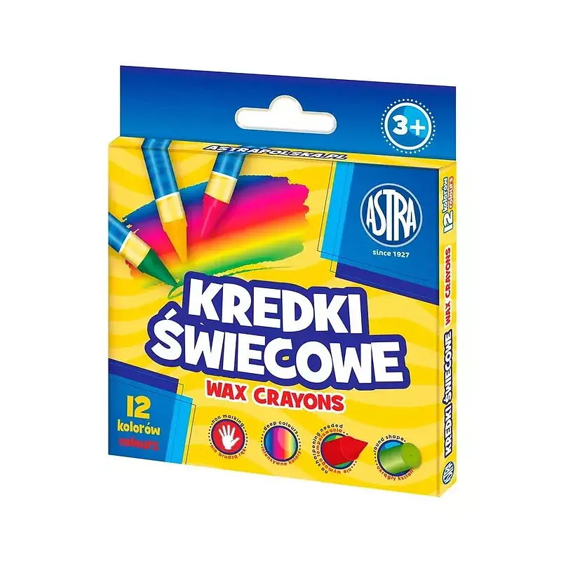 Kredki świecowe okrągłe astra 12 kolorów