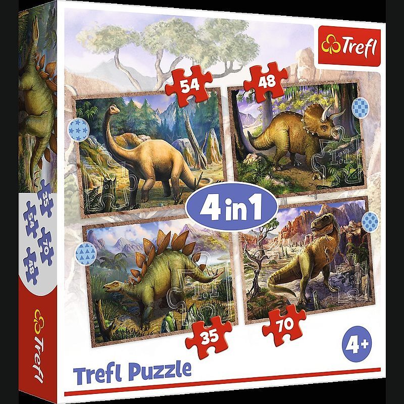 Puzzle 4w1 Ciekawe Dinozaury