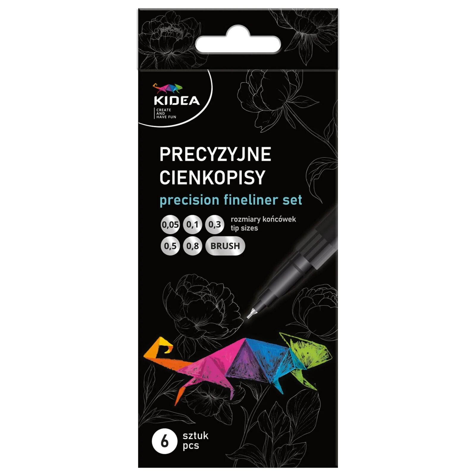 Zestaw precyzyjnych cienkopisów 6 szt. Kidea