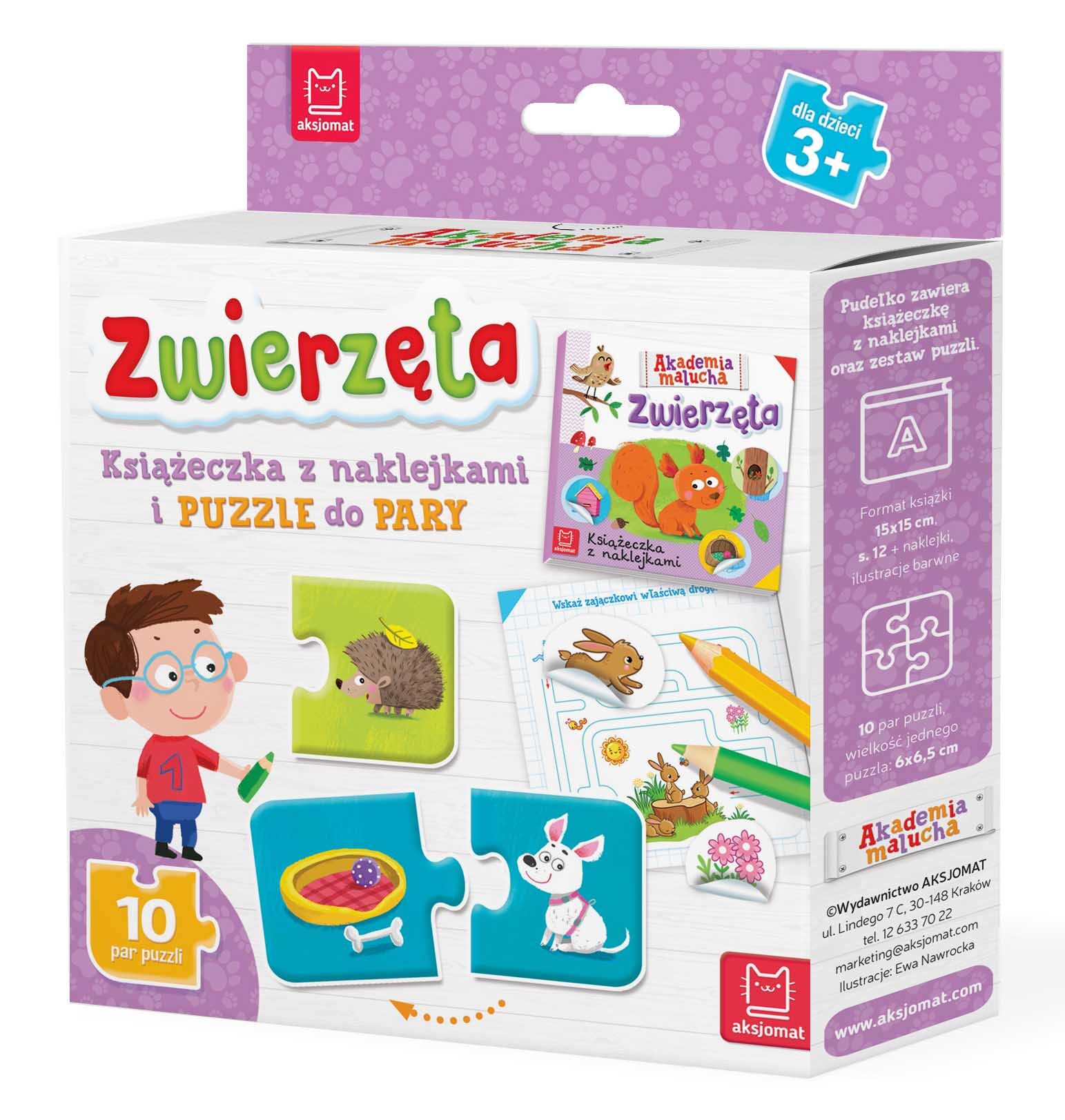 Zwierzęta. Książeczka z naklejkami i PUZZLE do pary