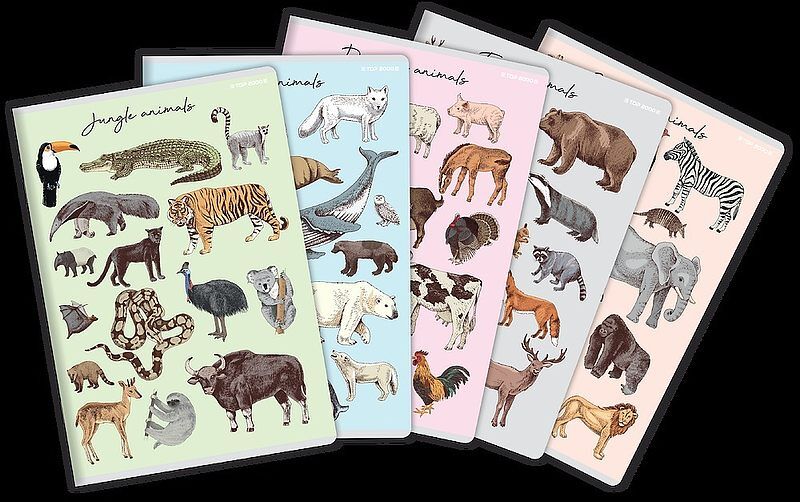 Zeszyt a5 16k kratka top pp animals pakiet 10 sztuk