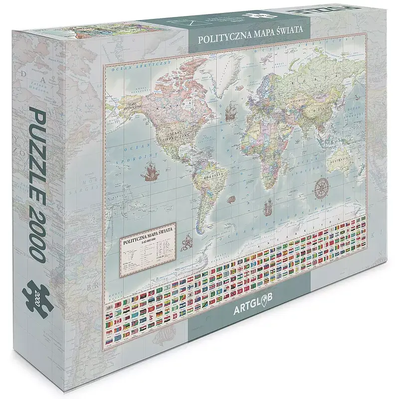 Puzzle 2000 świat polityczny mapa stylizowana 1:42 000 000