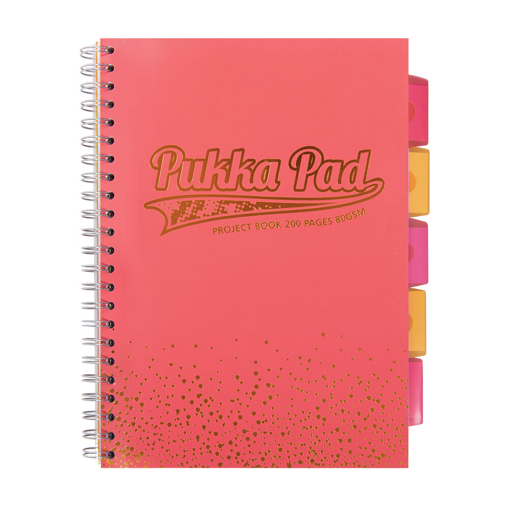 Kołozeszyt Pukka Pad A4 Project Book Blush koralowy, kratka