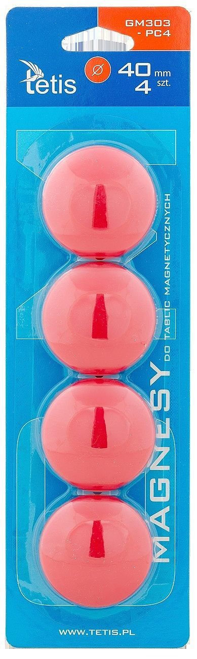 Magnesy do tablic tetis czerwone gładkie 40mm/4