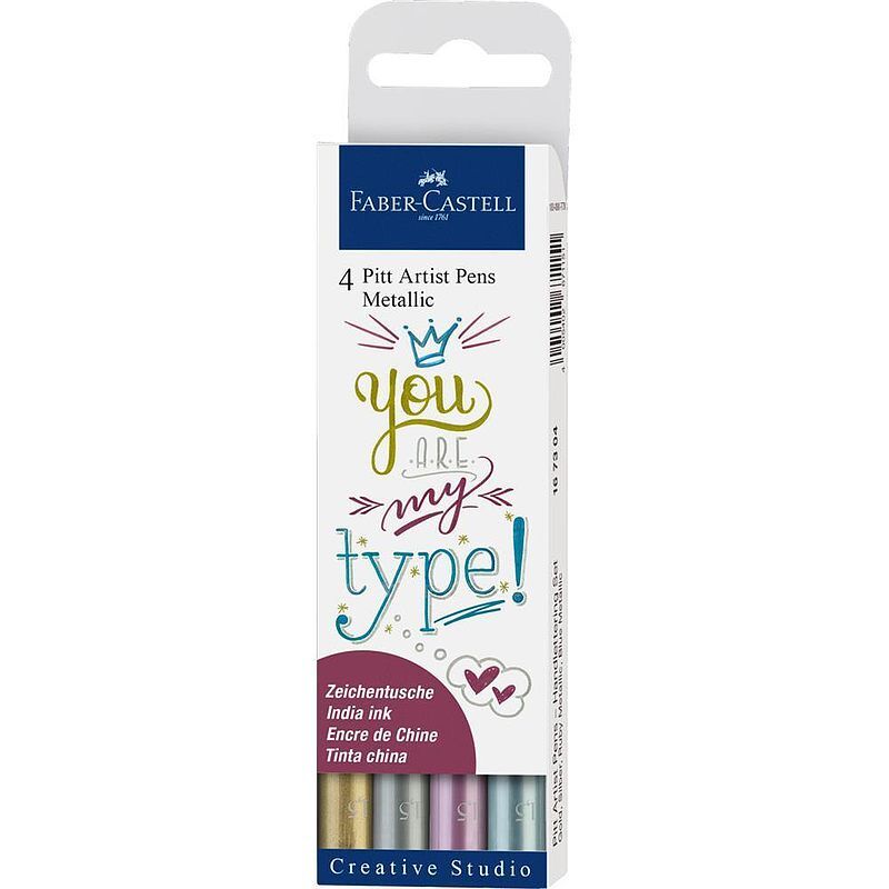 Zestaw faber-castell pitt artist pen handlettering 4 sztuki odcienie metaliczne