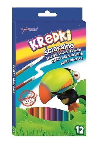 Kredki szkolne ścieralne 12 kolorów