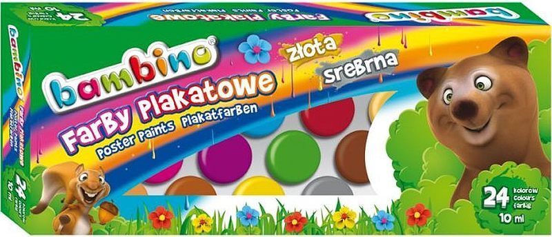 Farby bambino plakatowe 24 kolory 10 ml
