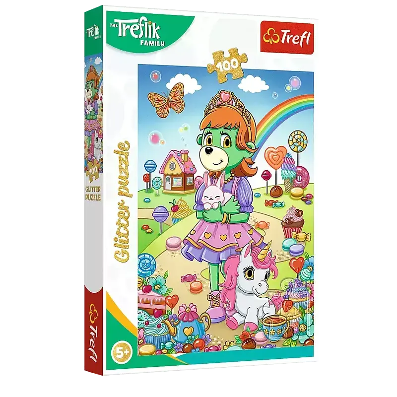 Puzzle 100 glitter brokatowe trefliki 14833