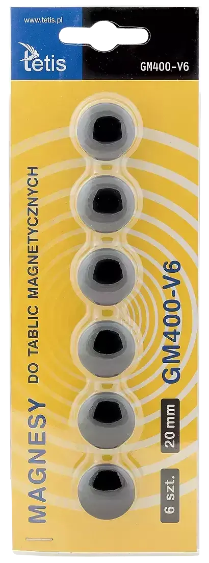 Magnesy do tablic czarne 6szt. GM400-V6