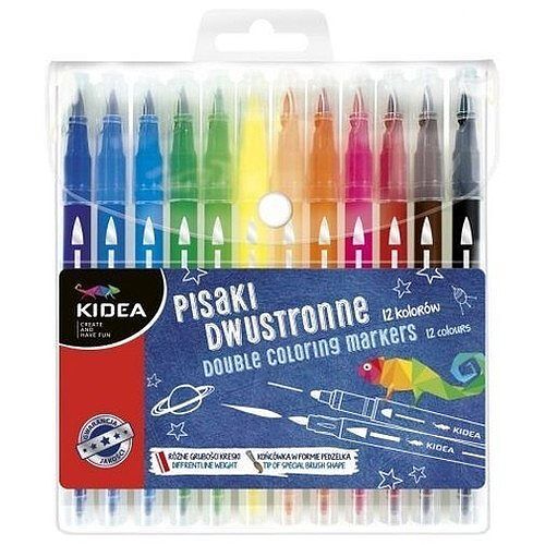 Pisaki kidea dwustronne brush a 12 kolorów