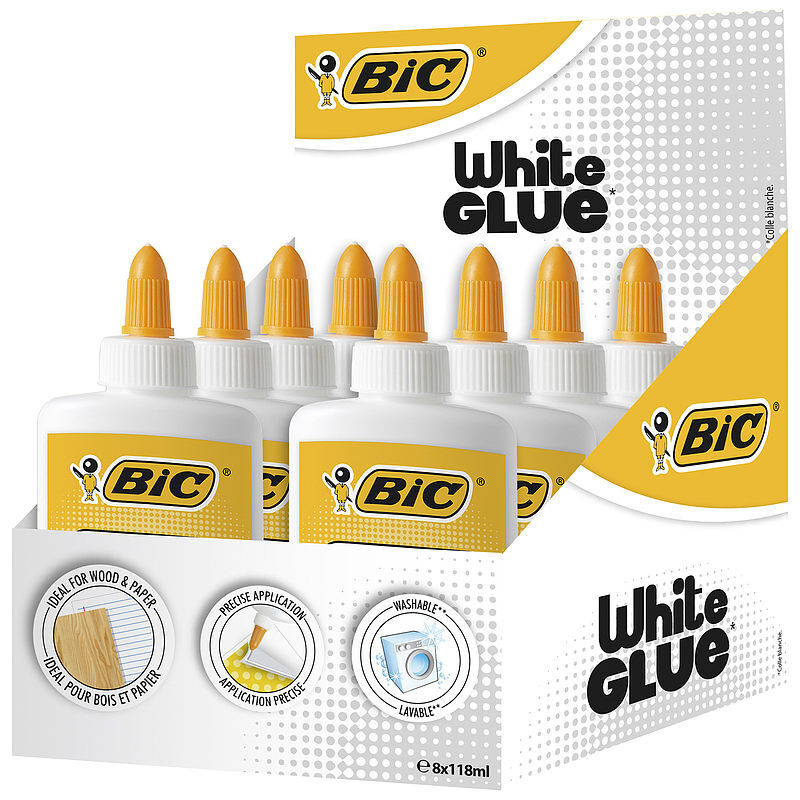 Klej bic white glue 118ml pudełko 8 sztuk