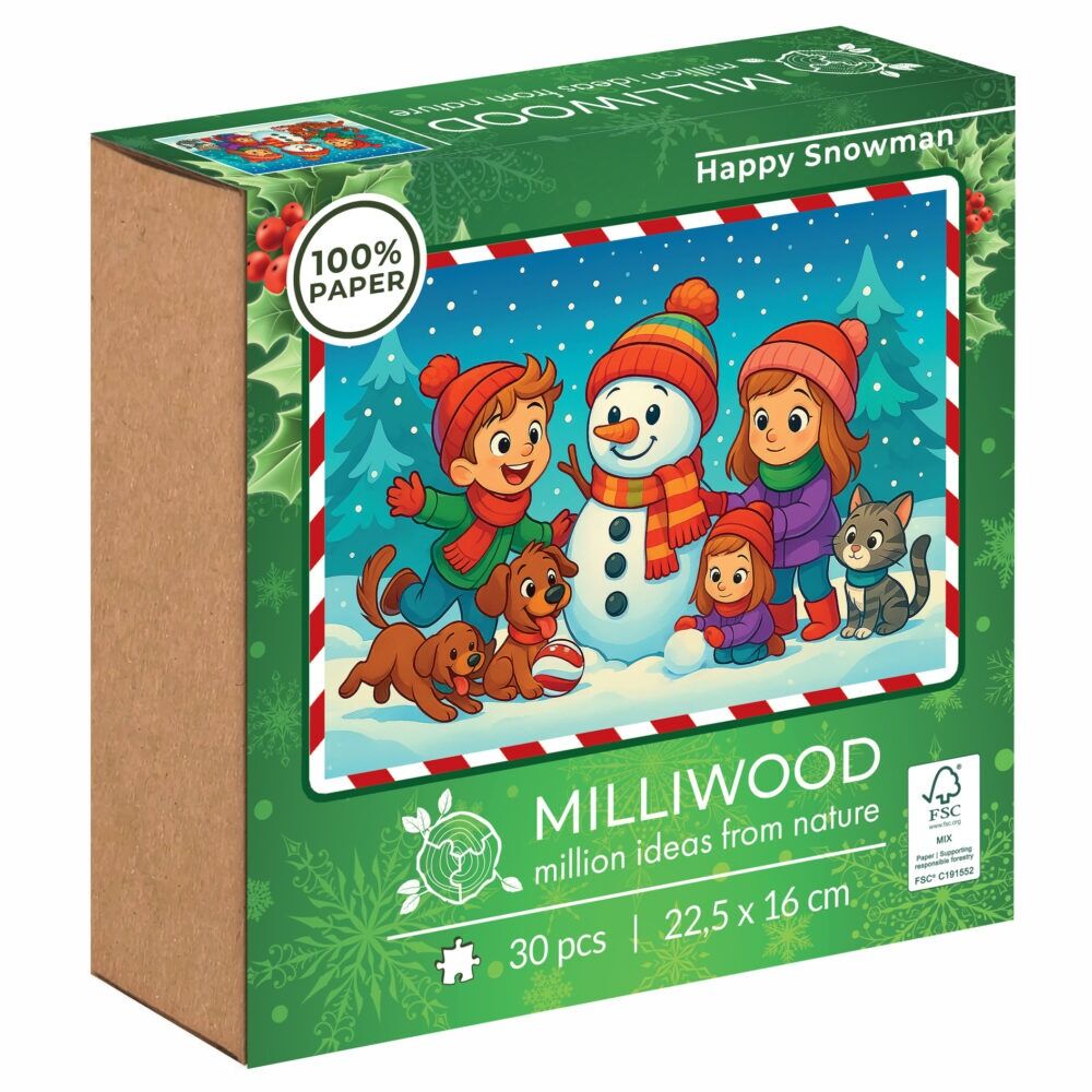 Puzzle 30 elementów Milliwood Wesoły Bałwanek