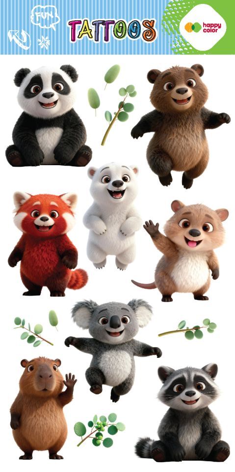 Tatuaże zmywalne LOVELY BEARS 100x200mm Happy Color