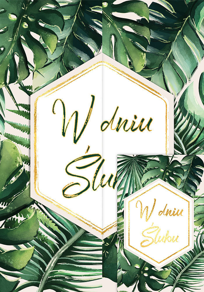 Karnet a5 ślub monstera