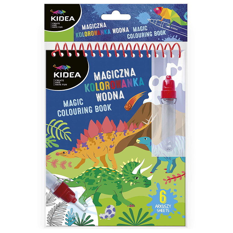 Magiczna wielorazowa kolorowanka wodna kidea dinozaury