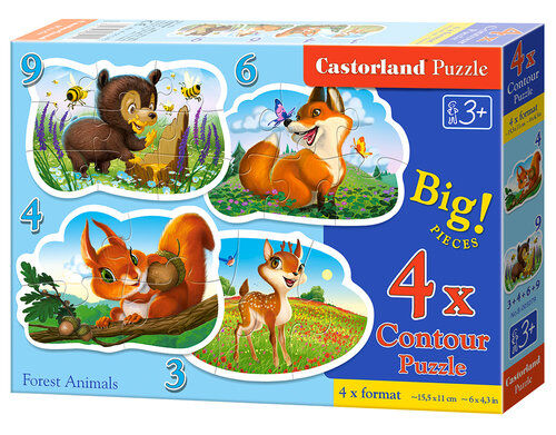 Puzzle konturowe 4w1 3-4-6-9 Forest Animals
