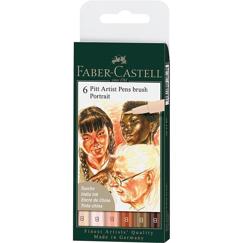 Pisaki faber-castell pitt artist pen b portrait 6 kolorów