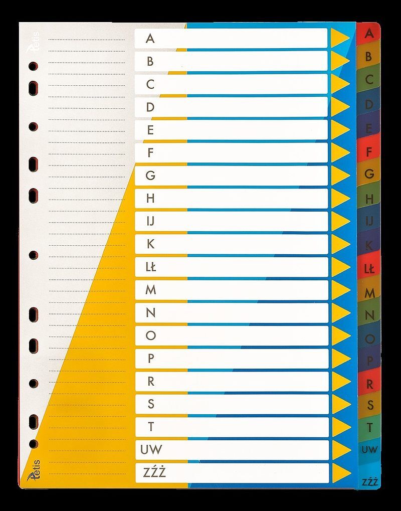 Przekładki pp alfabetyczne a-z